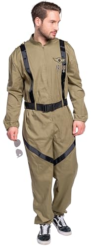 PartyXpeople Fallschirmspringer Kampfpilot Jet Pilot Flieger | Kostüm Herren | Anzug Fliegerkombi Verkleidung| Karneval Fasching oliv 14575-48 PartyXpeople Fallschirmspringer Kampfpilot Jet Pilot Flieger | Kostüm Herren | Anzug Fliegerkombi Verkleidung| Karneval Fasching oliv 14575-48 von PartyXpeople