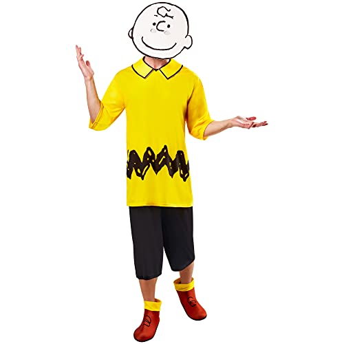 Rubie's Herren Peanuts Charlie Brown Kostüm Oberteil, Shorts und Schaumstoffmaske, wie abgebildet, M von Rubie's