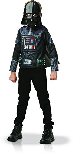 RUBIE'S I-300109 Star Wars Offizielles Darth Kostüm, Top und Maske, Einheitsgröße – I-300109k Vader, Jungen, Schwarz von RUBIE'S
