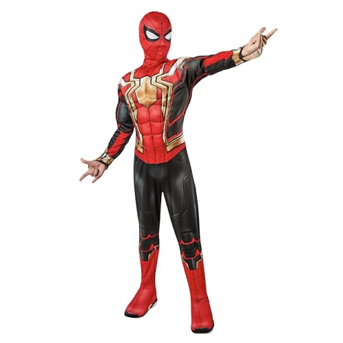 Rubie's offizielles Marvel Iron Spider-Man No Way Home Deluxe Kinder Schwarz Gold & Rot Kostüm, Kinder Superheld Kostüm von Rubie's