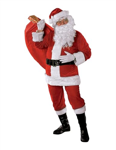 Rubies Premium Weihnachtsmann-Kostüm für Erwachsene, komplettes Outfit mit Bart, Einheitsgröße, offizielle Weihnachten, Feiern, Partys von Rubies