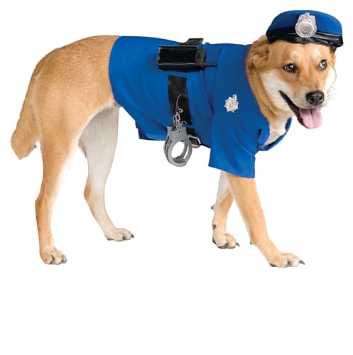 Rubie's Official 885945X Polizeikostüm für Hunde, Haustier, Blau Größe XL Halloween von Rubie's