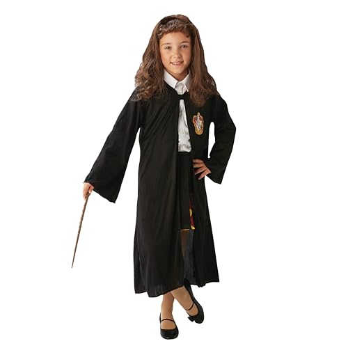 Rubie's Official Harry Potter Hermine Granger Gryffindor Kostüm-Set, mit Robe, Perücke und Zauberstab, Einheitsgröße, Alter ca. 4-8 Jahre, Schwarz von Rubie's