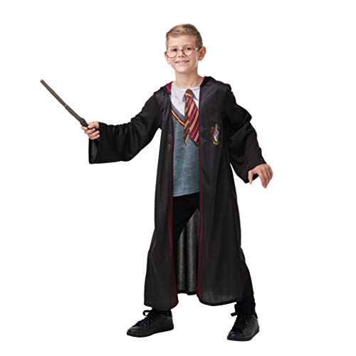 Rubie's Official Harry Potter Deluxe Gryffindor Robe, Kostüm, inklusive Zauberstab und Brille, Kindergröße, Alter 11-12 Jahre Halloween von Rubie's
