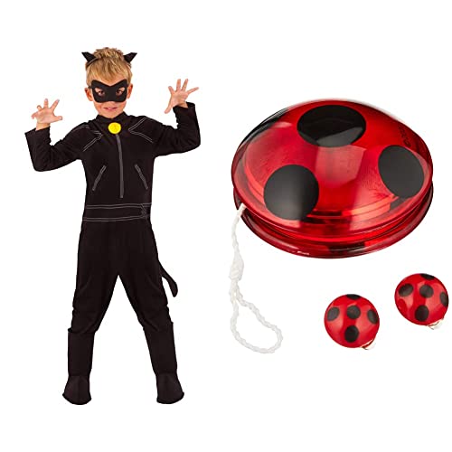 Rubie's Offizielles Kostüm Cat Noir, Miraculous Ladybug, mit Augenmaske, für Kinder, Superheld, Kindergröße S, 3-4 Jahre &%22Rubies Kostüm Miraculous Marienkäfer Yo-Yo und Clip-On Ohrringe Rubie's Offizielles Kostüm Cat Noir, Miraculous Ladybug, mit Augenmaske, für Kinder, Superheld, Kindergröße S, 3-4 Jahre &%22Rubies Kostüm Miraculous Marienkäfer Yo-Yo und Clip-On Ohrringe von Rubie's