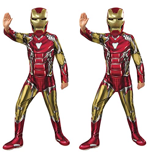 Rubie's Offizielles Kostüm Iron Man, Avengers Endgame, klassisch, Kindergröße M, 5-7 Jahre, Körpergröße 132 cm & Offizielles Kostüm Iron Man, Avengers Endgame, Kindergröße S, 3-4 Jahre,117 cm von Rubie's