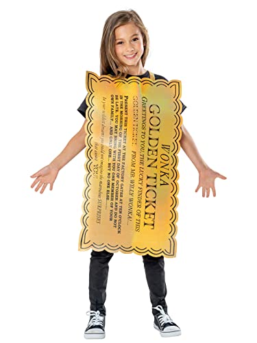 Rubie's Offizielles Willy Wonka und die Schokoladenfabrik, goldenes Ticket, Unisex-Kinder-Kostüm, Größe M, Alter 5–8 Jahre, Gold Rubie's Offizielles Willy Wonka und die Schokoladenfabrik, goldenes Ticket, Unisex-Kinder-Kostüm, Größe M, Alter 5–8 Jahre, Gold von Rubie's