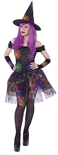 Rubies – S8358 – Kostüm Erwachsene Hexe Spinnennetz – Kleid/Fingerlose/Hut – Einheitsgröße Rubies – S8358 – Kostüm Erwachsene Hexe Spinnennetz – Kleid/Fingerlose/Hut – Einheitsgröße von Rubie's