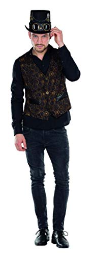Rubie's Steampunk Weste braun Lederoptik Größe 50 Herren Ziffernblatt Aufdruckt Karneval Kostüm von Rubie's
