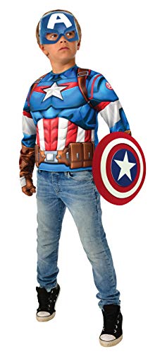 Rubies - Avengers Endgame Captain America Deluxe Costume Top Set Captain Kostüm, einfarbig, wie abgebildet, normal (G40224) von Rubies