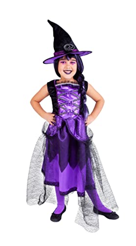 Rubies Chic Purpura Hexenkostüm für Mädchen, Luxus-Kleid in Violett mit Hut, Original Halloween, Karneval und Geburtstag Rubies Chic Purpura Hexenkostüm für Mädchen, Luxus-Kleid in Violett mit Hut, Original Halloween, Karneval und Geburtstag von Rubie's