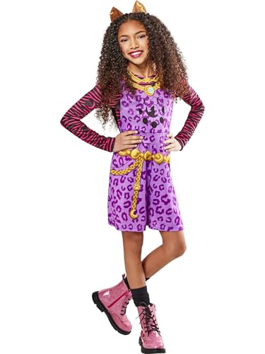 Rubies Clawdeen Klassisches Kostüm für Mädchen, Kleid und Stirnband, offizielles Monster High Kostüm für Karneval, Weihnachten, Geburtstag, Party und Halloween von Rubies