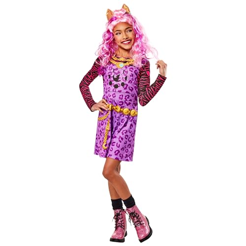 Rubies Clawdeen Klassisches Kostüm für Mädchen, Kleid und Stirnband, offizielles Monster High Kostüm für Karneval, Weihnachten, Geburtstag, Party und Halloween von Rubie's