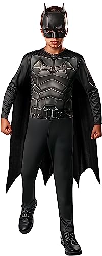 RUBIE'S DC Offiziell – The Batman – Kostüm für Kinder – Größe 5 bis 7 Jahre, Schwarz – Kostüm mit Overall mit langen Ärmeln, Umhang mit Klettverschlüssen und Maske von RUBIE'S
