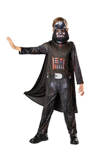Rubies Darth Vader Kostüm für Kinder, Jumpsuit mit Umhang und Maske, offizielle Star Wars, nachhaltiges Kostüm, Green Kollektion für Karneval, Weihnachten, Geburtstag, Party und Halloween von Rubies