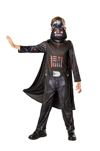 Rubies Darth Vader Kostüm für Kinder, Jumpsuit mit Umhang und Maske, offizielle Star Wars, nachhaltiges Kostüm, Green Kollektion für Karneval, Weihnachten, Geburtstag, Party und Halloween von Rubies