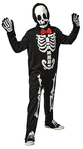 Rubies Elegantes Skelett Glow in Dark Kostüm für Kinder, Jumpsuit, Fliege, Handschuhe und Maske, offizielle Halloween, Karneval, Geburtstag und Party von Rubies