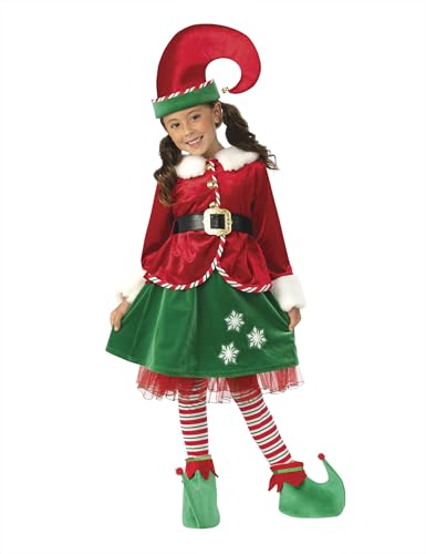 Rubies Elfen-Mädchen-Deluxe-Kostüm für Mädchen, Jacke mit Rock, Gürtel, Mütze, Stulpen und Überschuhe, Weihnachtselfen, Weihnachtswichtel für Weihnachten, Partys, Schulfunktionen (Größe XS 5-6 Jahre) Rubies Elfen-Mädchen-Deluxe-Kostüm für Mädchen, Jacke mit Rock, Gürtel, Mütze, Stulpen und Überschuhe, Weihnachtselfen, Weihnachtswichtel für Weihnachten, Partys, Schulfunktionen (Größe XS 5-6 Jahre) von Rubie's