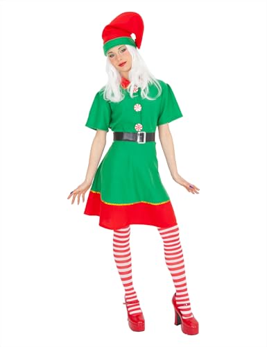 Rubies Elfenkostüm für Damen, Kleid mit Gürtel, Strumpfhosen und Mütze, Elfen, Weihnachtswichtel für Weihnachten, Partys, Karneval Rubies Elfenkostüm für Damen, Kleid mit Gürtel, Strumpfhosen und Mütze, Elfen, Weihnachtswichtel für Weihnachten, Partys, Karneval von Rubie's