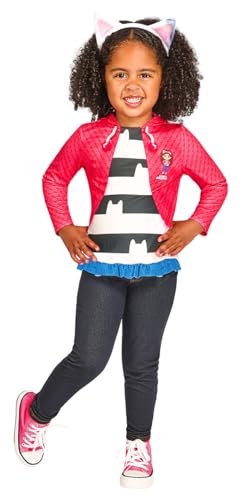 Rubies Gabbys Dollhouse Zubehör-Set für Mädchen, Oberteil mit bedruckter Jacke und Stirnband mit Ohren, offizielles Gabby Dollhouse für Karneval, Weihnachten, Geburtstag, Party und Halloween von Rubie's