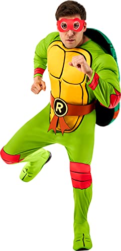 Rubies Herren Teenage Mutant Ninja Turtles Deluxe Raphael Kostüm Jumpsuit, Muschel und Augenmaske, wie abgebildet, Größe L von Rubie's