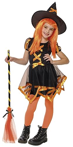 Rubies Hexe Cuca Orange Mädchen Kleid und Hut, offizielle Halloween, Karneval, Geburtstag und Party von Rubies
