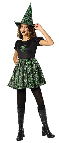 Rubies Hexenkostüm Spiderweb Neon Grün für Mädchen, Kleid Glow in Dark und Hut, offizielle Rubies für Halloween, Karneval, Geburtstag und Party Rubies Hexenkostüm Spiderweb Neon Grün für Mädchen, Kleid Glow in Dark und Hut, offizielle Rubies für Halloween, Karneval, Geburtstag und Party von Rubie's