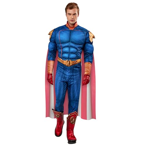 Rubies Homelander Deluxe Kostüm für Erwachsene, Jumpsuit mit digital bedruckter Muskelbrust, Umhang und Handschuhe, offizielles The Boys für Karneval, Halloween, Weihnachten und Partys Rubies Homelander Deluxe Kostüm für Erwachsene, Jumpsuit mit digital bedruckter Muskelbrust, Umhang und Handschuhe, offizielles The Boys für Karneval, Halloween, Weihnachten und Partys von Rubie's