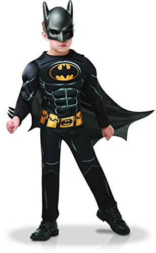 Rubies – DC offiziell – Batman – Deluxe-Kostüm für Kinder, Batman 80 Jahre, schwarz – Kostüm mit gestepptem Overall, halber Gürtel, abnehmbarer Umhang und Maske inklusive Rubies – DC offiziell – Batman – Deluxe-Kostüm für Kinder, Batman 80 Jahre, schwarz – Kostüm mit gestepptem Overall, halber Gürtel, abnehmbarer Umhang und Maske inklusive von Rubie's