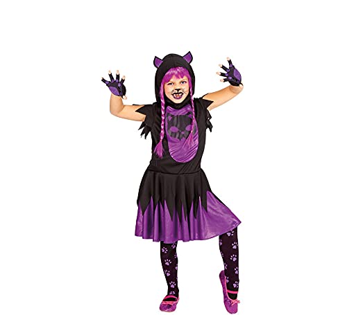 Rubies Schwarzes Katzenkostüm mit Sound für Mädchen, mit Kapuze, Strumpfhose und Klangbox, Größe L 8–10 Jahre, für Halloween, Karneval und Geburtstag von Rubies