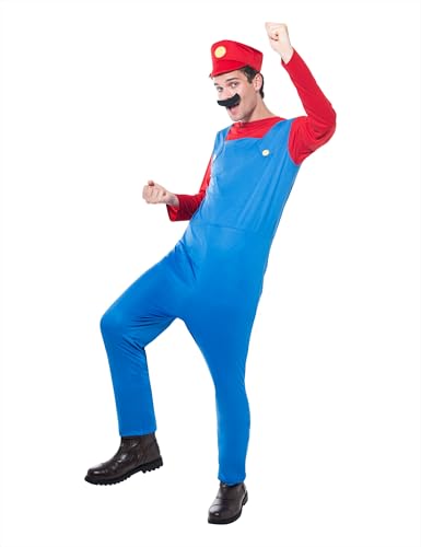 Rubies Klempner-Kostüm für Erwachsene, Jumpsuit mit Mütze und Schnurrbart, Einheitsgröße, zum Abschied, Karneval, Party und Cosplay Rubies Klempner-Kostüm für Erwachsene, Jumpsuit mit Mütze und Schnurrbart, Einheitsgröße, zum Abschied, Karneval, Party und Cosplay von Rubies