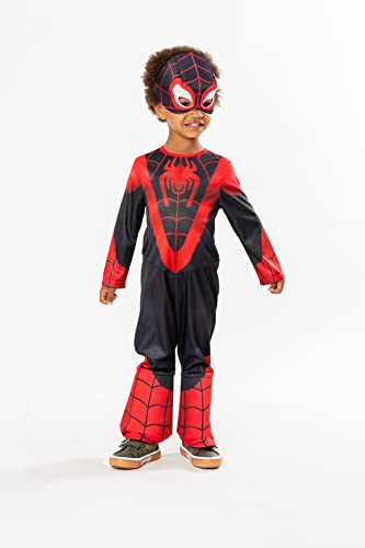 Rubies – Offizielles Marvel – Spiderman – Klassisches Spinn Miles Morales Kostüm für Kinder – Größe 2 bis 4 Jahre – Spidey und seine Freunde – Kostüm mit Overall und Maske – für Halloween, Karneval von RUBIE'S