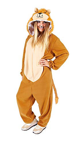 Rubies Löwenkostüm für Erwachsene, süßer Löwe, Unisex, Einheitsgröße, Jumpsuit mit Kapuze und Schwanz, offiziell, Karneval, Junggesellenabschied, Geburtstag, Halloween von Rubie's
