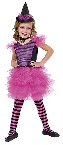 Rubies Kostüm für Mädchen, Glamouröse Hexe, Rosa, Kleid, Hut, Choker und Strümpfe, offizielle Rubies für Halloween, Karneval, Geburtstag und Partys von Rubie’s