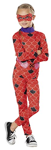 Rubies Ladybug Kostüm für Mädchen, Green Collection, nachhaltig, bedruckter Jumpsuit und Maske, offizielles Miraculous Ladybug für Karneval, Halloween, Weihnachten und Geburtstag von Rubies