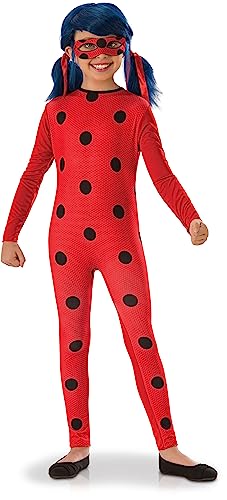 Rubies Miraculous Offizielles Kostüm für Kinder, Einsteigerkostüm Ladybug für Kinder – Größe 9 – 10 Jahre – Kostüm mit Overall und Maske mit elastischem Verschluss von RUBIE'S
