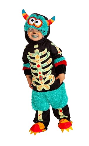 Rubies Monster Catrina Kostüm für Jungen und Mädchen, Babygröße 1-2 Jahre, Strampler mit Klettverschluss, Mütze mit Wackelaugen, für Halloween, Karneval, Partys und Cosplay von Rubies