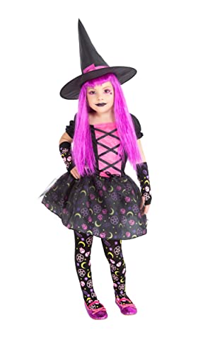 Rubies Hexe Moonlight Pink Mädchen Kleid Rosa Hut und Strümpfe Original Halloween Karneval Geburtstag S8671-L von Rubies