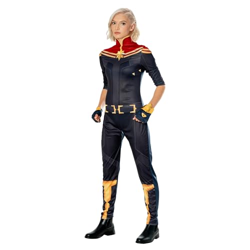 Rubies Captain Marvel-Kostüm für Damen, Jumpsuit und 2 Handschuhe, offizielles Marvel-Kostüm für Karneval, Weihnachten, Geburtstag, Party und Halloween, Größe M von Rubies