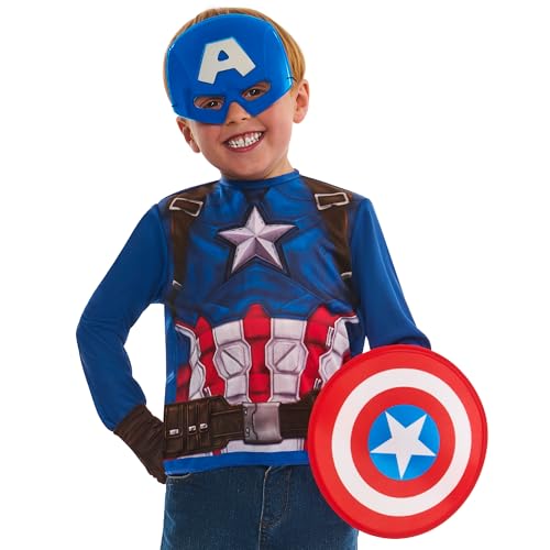Rubies Offiziell Marvel Captain America Kostümset Kinderkostüm, Verkleidung für Kinder, Größe 4-6 Jahre von Rubie's