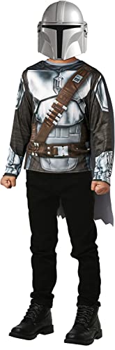Rubies – Star Wars Offizielles Kinderkostüm The Mandalorian – Einheitsgröße 5 – 8 Jahre – Kostüm mit bedrucktem Oberteil in Rüstungsnachbildung, einem Umhang mit Klettverschlüssen und einer Maske aus von Rubie’s