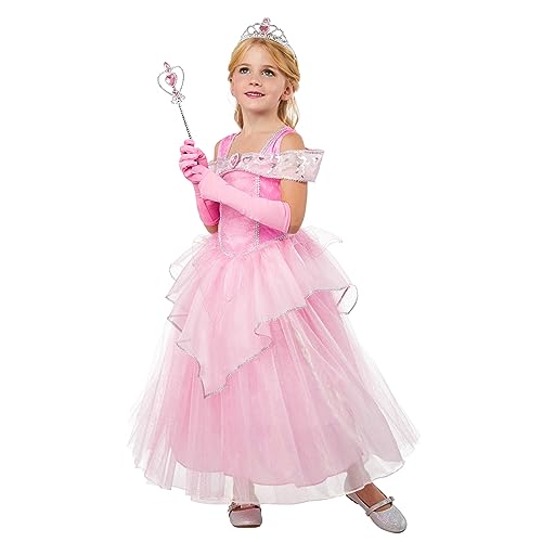 Rubies Prinzessin Pink Prinzessin Kostüm für Mädchen, rosa Prinzessinenkleid mit Organza, Tiara und Handschuhe, Original, ideal für Halloween, Weihnachten, Karneval und Geburtstag. von Rubies