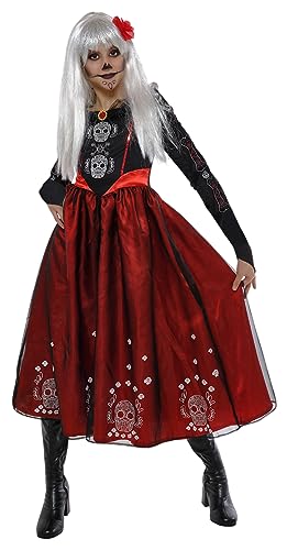 Rubies Prinzessin der Toten Kostüm für Mädchen, bedrucktes Kleid und Haarclip, offizielle Rubies für Halloween, Karneval, Party und Geburtstag von Rubie’s