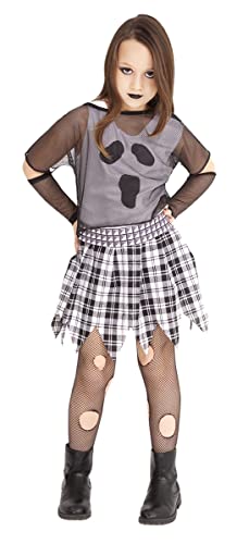 Rubies Punky Ghost Kostüm für Mädchen mit T-Shirt, Überzug T-Shirt, Handschuhe, Gürtel, Rock und Strumpfhosen, Original Halloween, Karneval und Weihnachten von Rubies