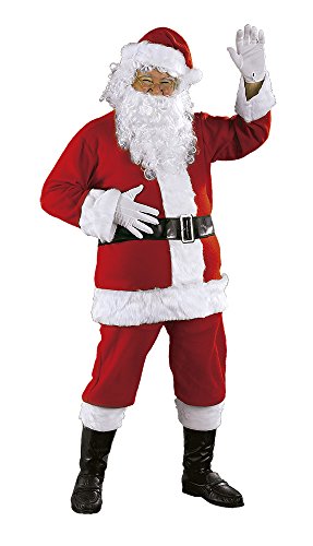 Rubies Deluxe Weihnachtsmannkostüm für Erwachsene, komplettes Kostüm und Bart, Einheitsgröße, offizielle Größe, Weihnachten, Feiern und Partys von Rubies