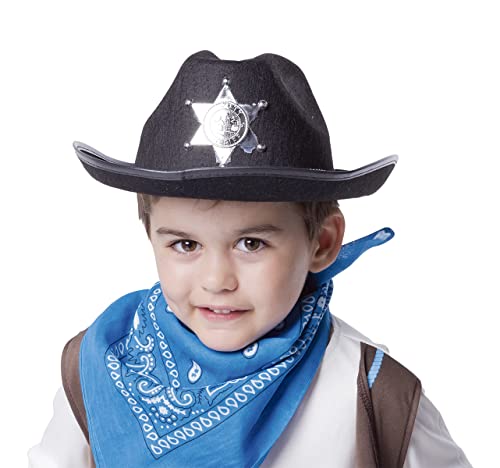 Rubies Sheriff Schwarzer Hut für Jungen und Mädchen, Cowbow Hut oder Cowgirl mit Sheriff-Platte auf der Vorderseite, Original, ideal für Halloween, Weihnachten, Karneval und Geburtstag. von Rubies