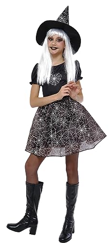 Rubies Spiderweb Hexenkostüm für Mädchen, Kleid Glow in Dark und Hut, offizielle Rubies für Halloween, Karneval, Geburtstage und Partys von Rubie’s