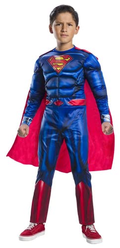 Rubies Superman Black Line Deluxe Kinder Jumpsuit mit muskulöser Brust und Umhang, offizielle DC Comics, Warner Bros für Halloween, Karneval, Weihnachten und Geburtstag, 702263-M von Rubies