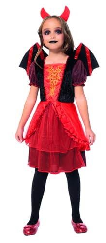 Rubies Teufelskostüm mit Flügeln für Mädchen, Kleid mit Flügeln und Stirnband, offizielles Lizenzprodukt für Halloween, Trick, Karneval, Cosplay von Rubie's
