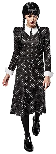 Rubies Wednesday Addams OPP Kostüm für Frauen, bedrucktes Kleid mit Kragen, offizielle Mittwoch Addams für Halloween, Karneval und Cosplay Rubies Wednesday Addams OPP Kostüm für Frauen, bedrucktes Kleid mit Kragen, offizielle Mittwoch Addams für Halloween, Karneval und Cosplay von Rubie's